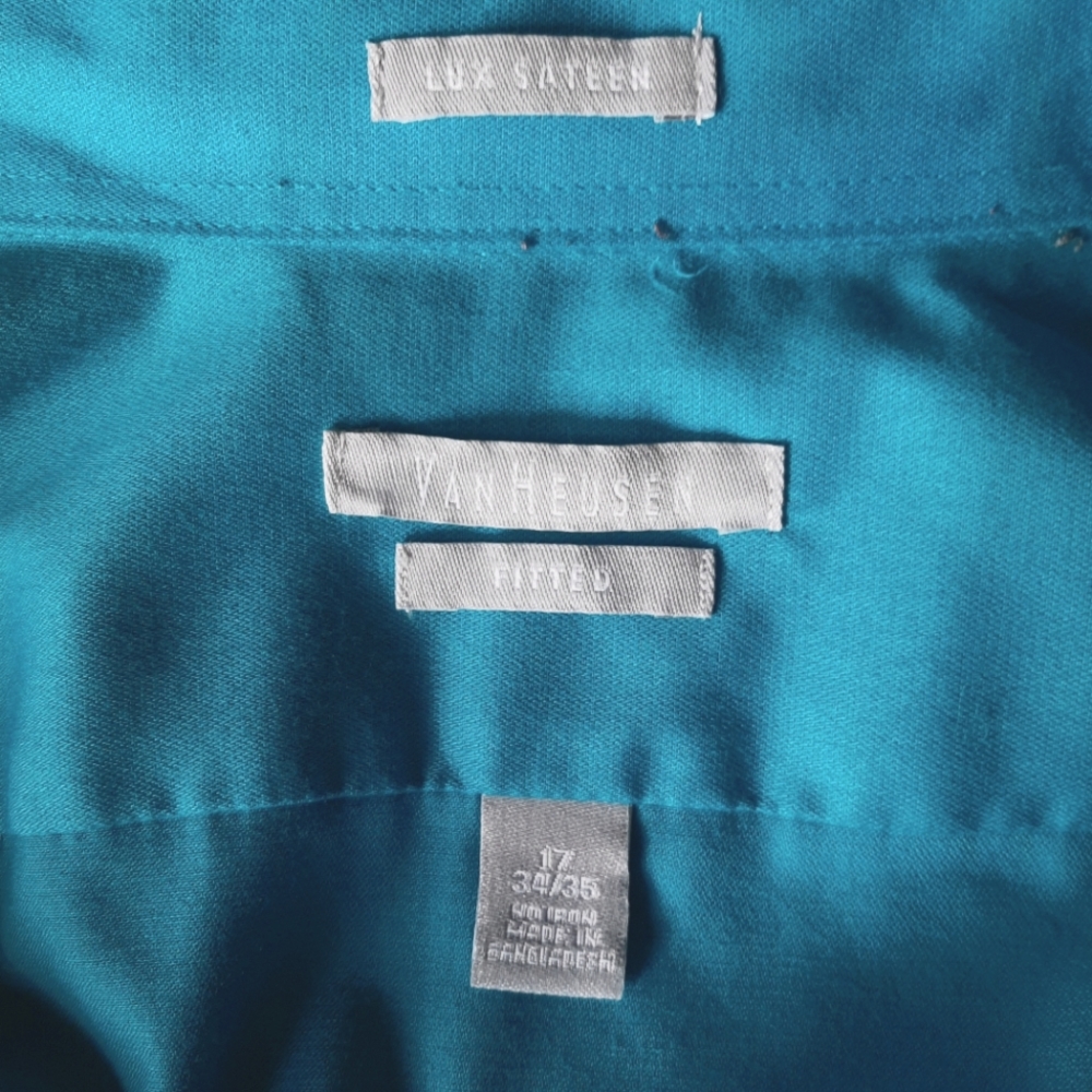 Petrol colored long sleeved fitted dress shirt LIKE NEW - Picture 3 of 4